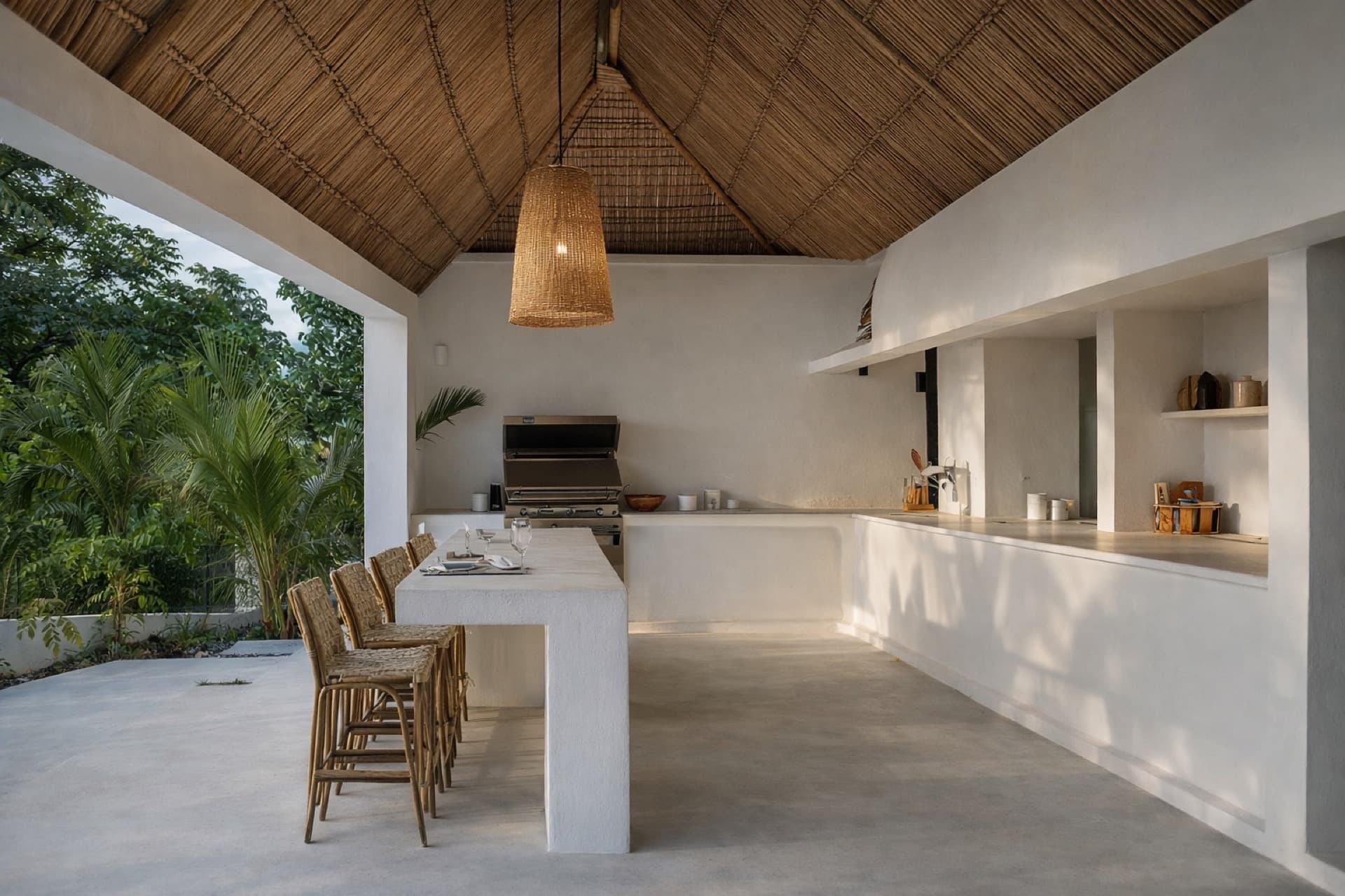 Pergola en bois d'eucalyptus au bord d'une piscine