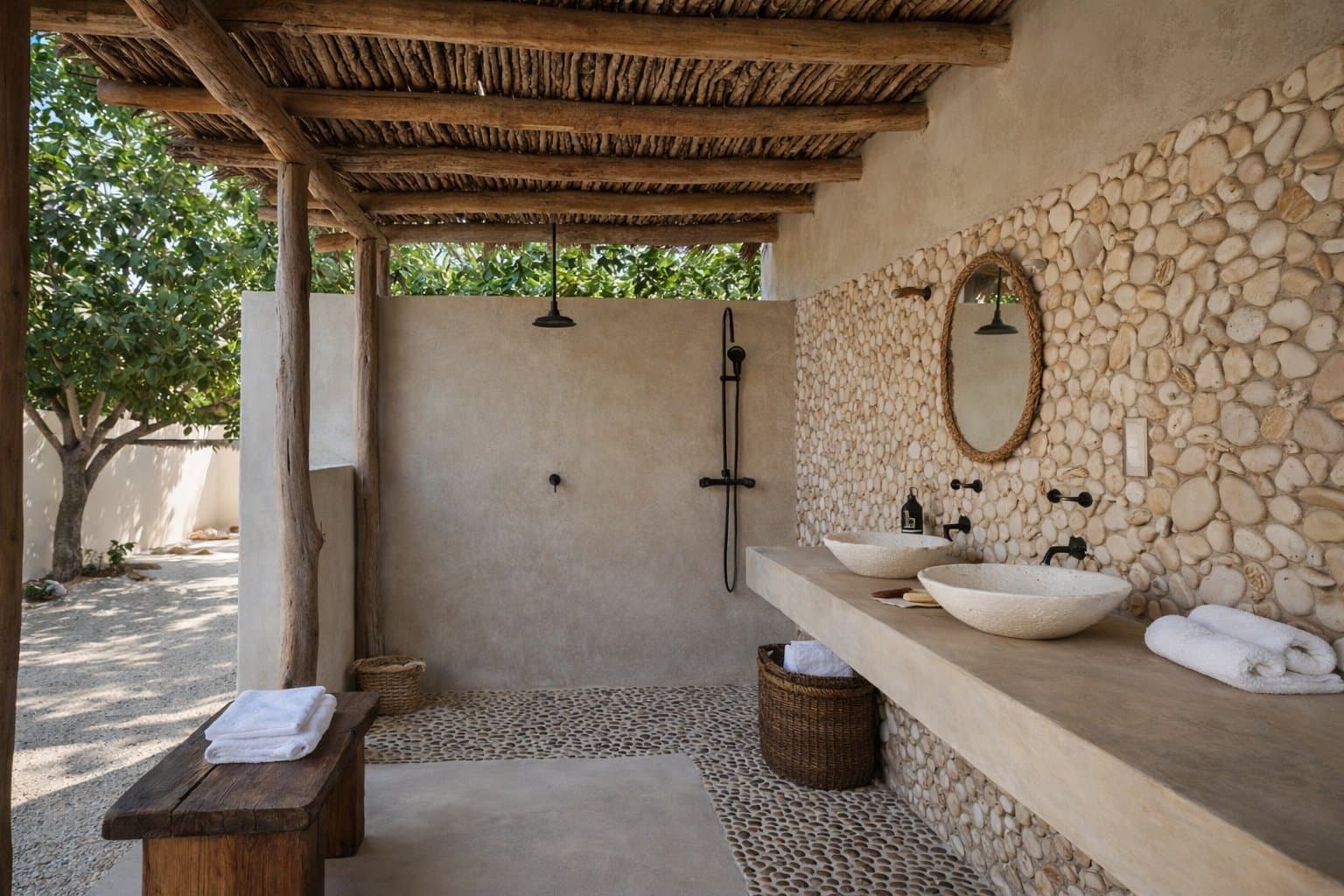 Pergola douche d'extérieur